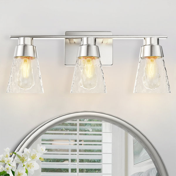 Breakwater Bay 22inch 3-Light Brushed Nickel Vanity Light with Clear ...